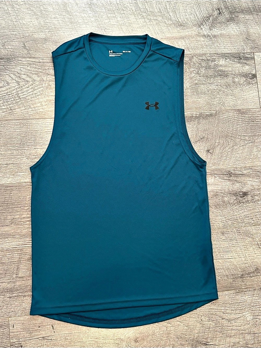 Under Armour Lightweight Men's Tank S teal Loose Polyester Crew Neck Logo